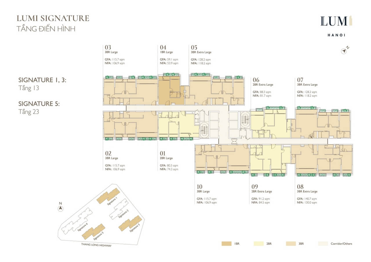 Mặt bằng Lumi hanoi tầng 13 - 23